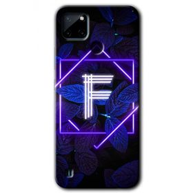 Realme C21 Dark Neon Yaprak F Harfi Baskılı Uyumlu Silikon Kılıf