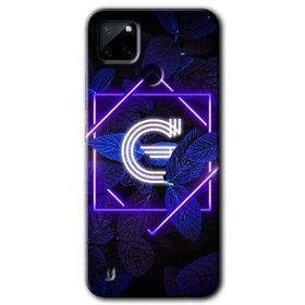 Realme C21 Dark Neon Yaprak G Harfi Baskılı Uyumlu Silikon Kılıf