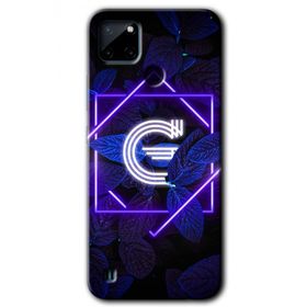 Realme C21 Dark Neon Yaprak G Harfi Baskılı Uyumlu Silikon Kılıf