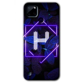 Realme C21 Dark Neon Yaprak H Harfi Baskılı Uyumlu Silikon Kılıf