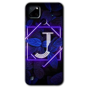 Realme C21 Dark Neon Yaprak J Harfi Baskılı Uyumlu Silikon Kılıf