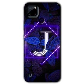 Realme C21 Dark Neon Yaprak J Harfi Baskılı Uyumlu Silikon Kılıf