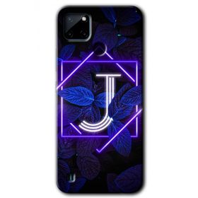 Realme C21 Dark Neon Yaprak J Harfi Baskılı Uyumlu Silikon Kılıf