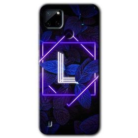 Realme C21 Dark Neon Yaprak L Harfi Baskılı Uyumlu Silikon Kılıf