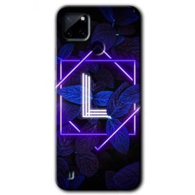 Realme C21 Dark Neon Yaprak L Harfi Baskılı Uyumlu Silikon Kılıf