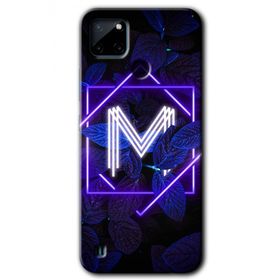 Realme C21 Dark Neon Yaprak M Harfi Baskılı Uyumlu Silikon Kılıf