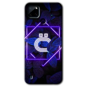 Realme C21 Dark Neon Yaprak O Harfi Baskılı Uyumlu Silikon Kılıf