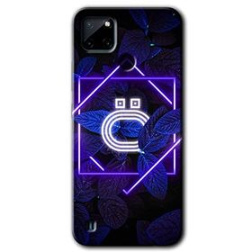 Realme C21 Dark Neon Yaprak O Harfi Baskılı Uyumlu Silikon Kılıf