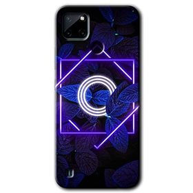 Realme C21 Dark Neon Yaprak O Harfi Baskılı Uyumlu Silikon Kılıf