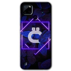 Realme C21 Dark Neon Yaprak O Harfi Baskılı Uyumlu Silikon Kılıf