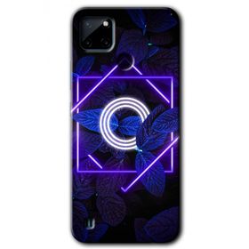 Realme C21 Dark Neon Yaprak O Harfi Baskılı Uyumlu Silikon Kılıf