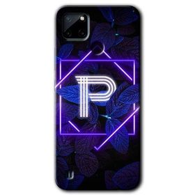 Realme C21 Dark Neon Yaprak P Harfi Baskılı Uyumlu Silikon Kılıf