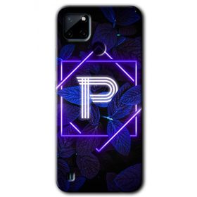 Realme C21 Dark Neon Yaprak P Harfi Baskılı Uyumlu Silikon Kılıf