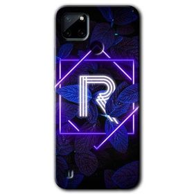 Realme C21 Dark Neon Yaprak R Harfi Baskılı Uyumlu Silikon Kılıf