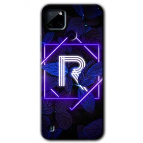Realme C21 Dark Neon Yaprak R Harfi Baskılı Uyumlu Silikon Kılıf
