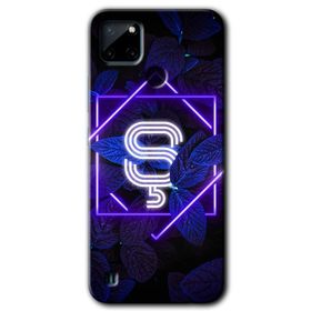 Realme C21 Dark Neon Yaprak S Harfi Baskılı Uyumlu Silikon Kılıf
