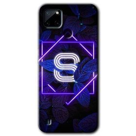 Realme C21 Dark Neon Yaprak S Harfi Baskılı Uyumlu Silikon Kılıf