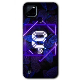 Realme C21 Dark Neon Yaprak S Harfi Baskılı Uyumlu Silikon Kılıf