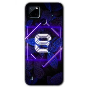 Realme C21 Dark Neon Yaprak S Harfi Baskılı Uyumlu Silikon Kılıf