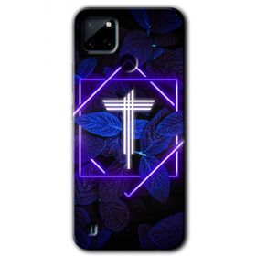 Realme C21 Dark Neon Yaprak T Harfi Baskılı Uyumlu Silikon Kılıf