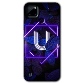 Realme C21 Dark Neon Yaprak U Harfi Baskılı Uyumlu Silikon Kılıf
