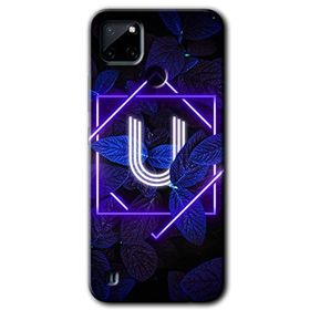 Realme C21 Dark Neon Yaprak U Harfi Baskılı Uyumlu Silikon Kılıf