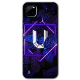 Realme C21 Dark Neon Yaprak U Harfi Baskılı Uyumlu Silikon Kılıf