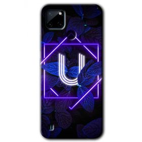 Realme C21 Dark Neon Yaprak U Harfi Baskılı Uyumlu Silikon Kılıf