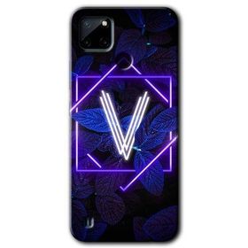 Realme C21 Dark Neon Yaprak V Harfi Baskılı Uyumlu Silikon Kılıf