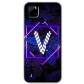 Realme C21 Dark Neon Yaprak V Harfi Baskılı Uyumlu Silikon Kılıf