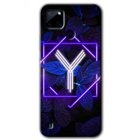 Realme C21 Dark Neon Yaprak Y Harfi Baskılı Uyumlu Silikon Kılıf