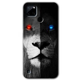 Realme C21 Fire and Ice Lion Baskılı Uyumlu Silikon Kılıf