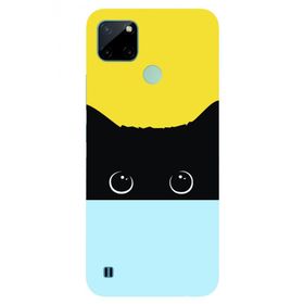 Realme C21 Kara Kedi Baskılı Uyumlu Silikon Kılıf