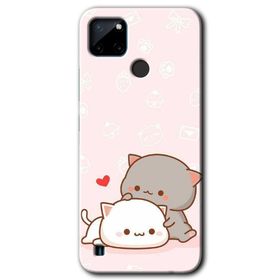 Realme C21 Kedi Aşkı Baskılı Uyumlu Silikon Kılıf