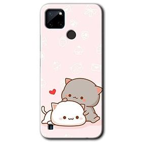 Realme C21 Kedi Aşkı Baskılı Uyumlu Silikon Kılıf