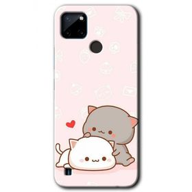 Realme C21 Kedi Aşkı Baskılı Uyumlu Silikon Kılıf