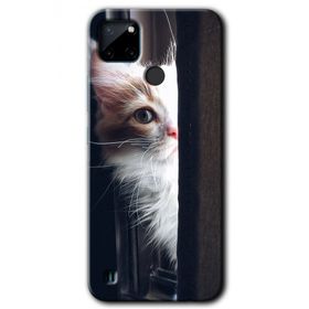 Realme C21 Kedi Bakışı Baskılı Uyumlu Silikon Kılıf