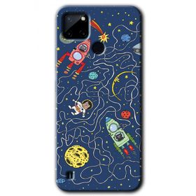 Realme C21 Kedi Galaksi Baskılı Uyumlu Silikon Kılıf