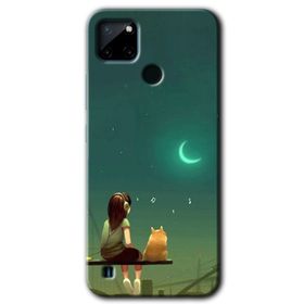 Realme C21 Kedili Kız Baskılı Uyumlu Silikon Kılıf