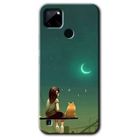 Realme C21 Kedili Kız Baskılı Uyumlu Silikon Kılıf