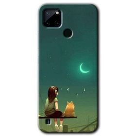 Realme C21 Kedili Kız Baskılı Uyumlu Silikon Kılıf