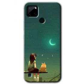Realme C21 Kedili Kız Baskılı Uyumlu Silikon Kılıf