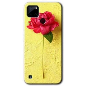 Realme C21 Kırmızı Gül Baskılı Uyumlu Silikon Kılıf