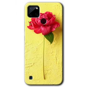 Realme C21 Kırmızı Gül Baskılı Uyumlu Silikon Kılıf