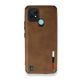 Realme C21 Loop Deri Silikon Kahverengi Kılıf