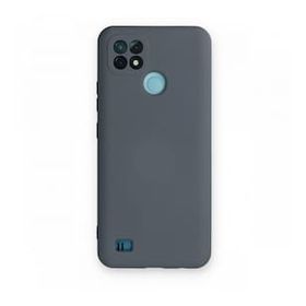 Realme C21 Nano İçi Kadife Silikon Gri Kılıf