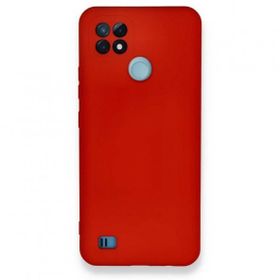 Realme C21 Nano İçi Kadife Silikon Kırmızı Kılıf