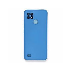 Realme C21 Nano İçi Kadife Silikon Mavi Kılıf