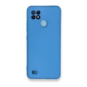 Realme C21 Nano İçi Kadife Silikon Mavi Kılıf