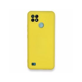 Realme C21 Nano İçi Kadife Silikon Sarı Kılıf
